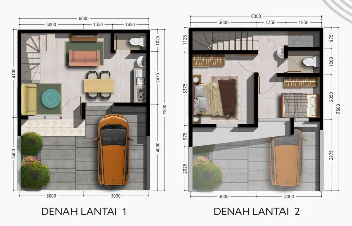 Floor plan for Tipe 45